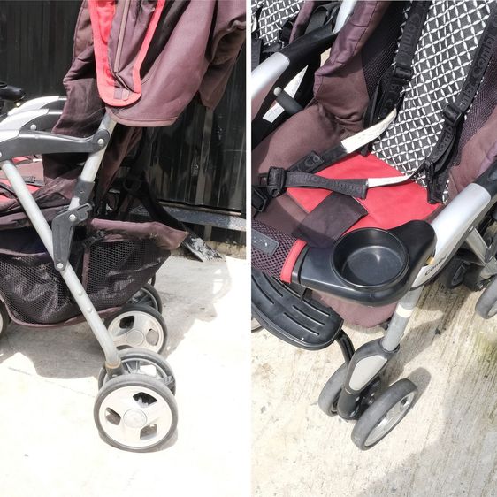 รถเข็นเด็กคู่ รถเข็นเด็กแฝด มีมุ้ง ยี่ห้อ combi ล้อ 360 องศา รูปที่ 5