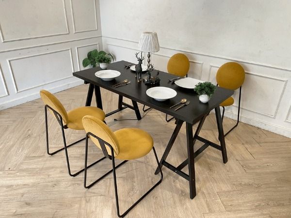 โต๊ะไม้ ทรงสี่เหลี่ยมผืนผ้า สีดำ รูปที่ 6