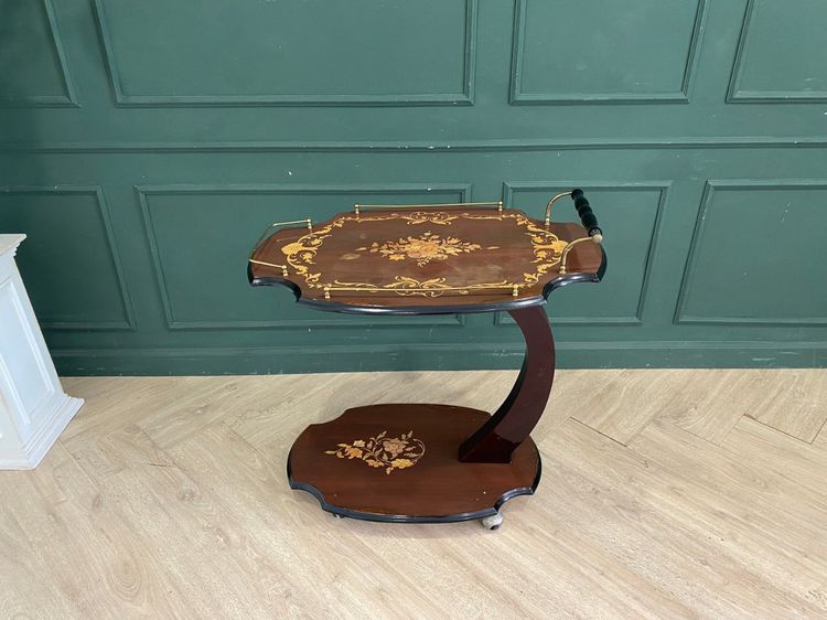 โต๊ะเสริฟ มีล้อ โครงไม้ สีน้ำตาล รูปที่ 2