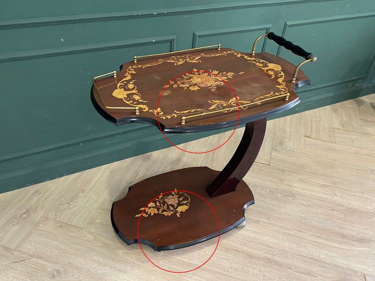 โต๊ะเสริฟ มีล้อ โครงไม้ สีน้ำตาล รูปที่ 5