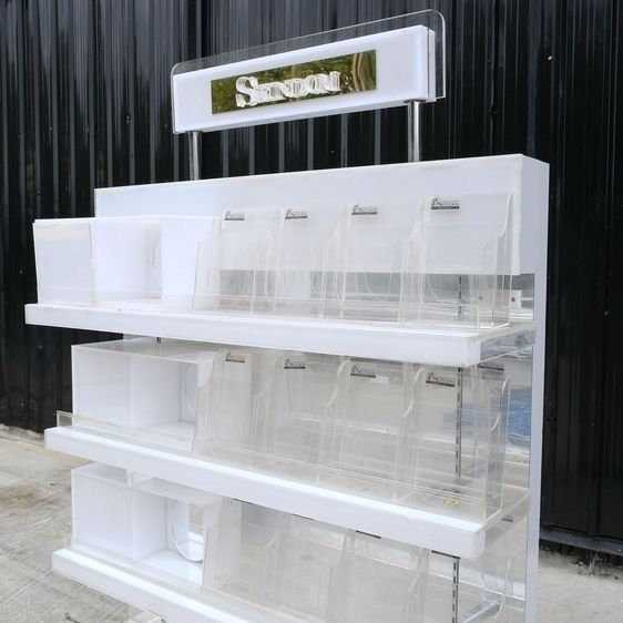 ชั้นวางสินค้า ชั้นโชว์สินค้า 5 ชั้น ชั้นปรับระดับได้ ป้ายไฟด้านบน สีขาว (ตัวใหญ่) รูปที่ 3