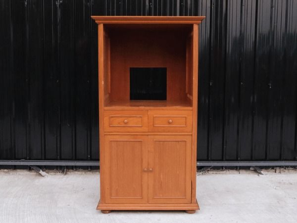 ตู้โครงไม้สัก 2 ลิ้นชัก 2 บานเปิด ตู้วางทีวี งานโรงแรม