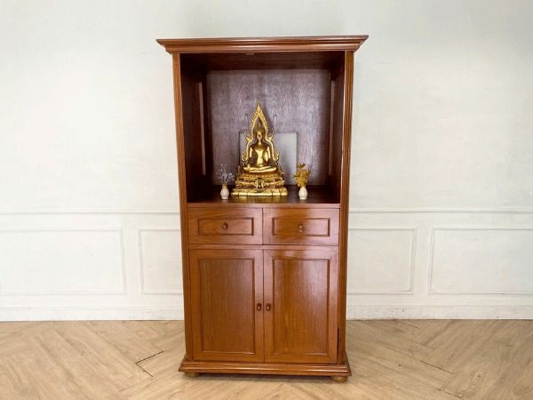 ตู้โครงไม้สัก 2 ลิ้นชัก 2 บานเปิด ตู้วางทีวี งานโรงแรม รูปที่ 7