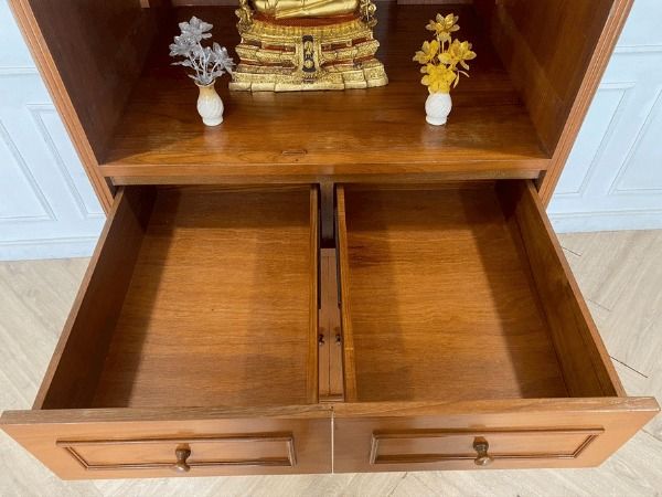 ตู้โครงไม้สัก 2 ลิ้นชัก 2 บานเปิด ตู้วางทีวี งานโรงแรม รูปที่ 11