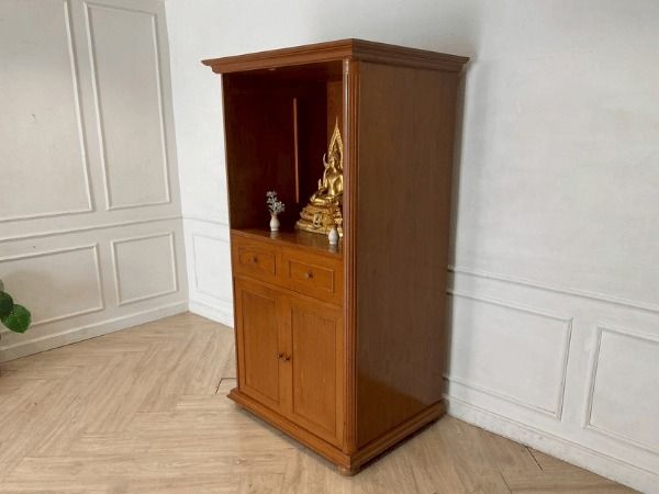 ตู้โครงไม้สัก 2 ลิ้นชัก 2 บานเปิด ตู้วางทีวี งานโรงแรม รูปที่ 9