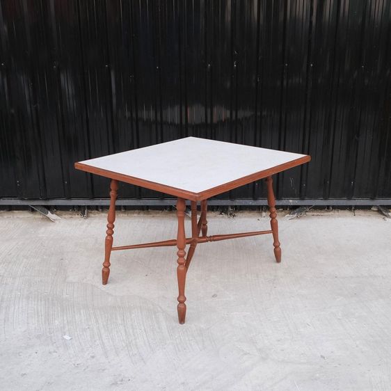 โต๊ะโครงไม้สัก สี่เหลี่ยมจตุรัส ขากลึง รูปที่ 2