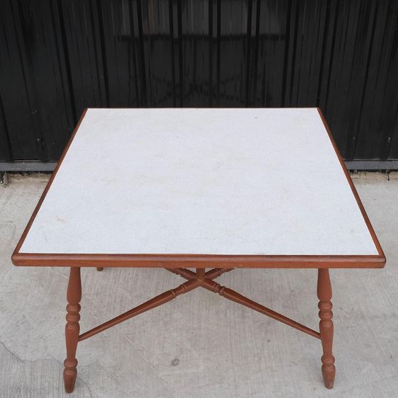 โต๊ะโครงไม้สัก สี่เหลี่ยมจตุรัส ขากลึง รูปที่ 3