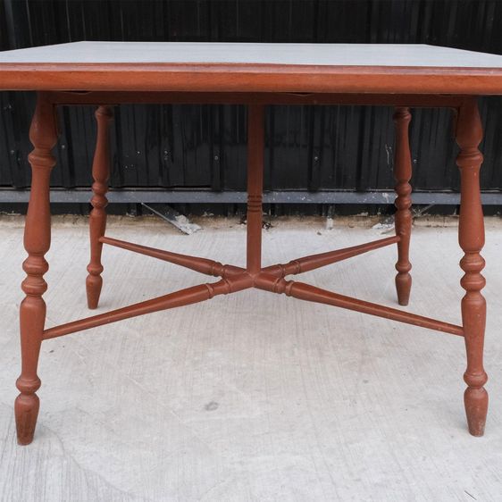 โต๊ะโครงไม้สัก สี่เหลี่ยมจตุรัส ขากลึง รูปที่ 4