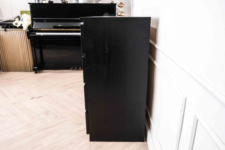 ตู้ลิ้นชัก ตู้เก็บของ ทรงสี่เหลี่ยม ผิวลายไม้สีดำ 4ลิ้นชัก แขวนได้ รูปที่ 3