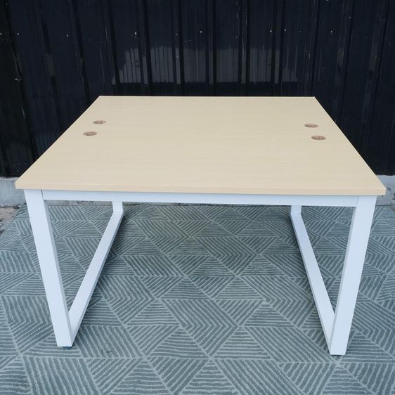 โต๊ะทำงาน 4 ที่นั่ง ท็อปลายไม้ ขาเหล็กสีขาว ขนาด 1.20 เมตร รูปที่ 2