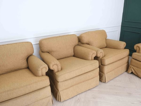 เก้าอี้อาร์มแชร์โครงไม้เบาะผ้าฐานสปริง เฟอร์นิเจอร์โรงแรม No.A 03