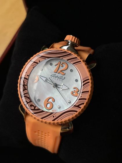 GAGA Milano 702005 Quartz Analog Watch Orange 40 mm Swissmade  รูปที่ 5