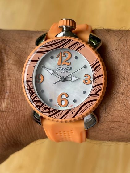 GAGA Milano 702005 Quartz Analog Watch Orange 40 mm Swissmade  รูปที่ 15
