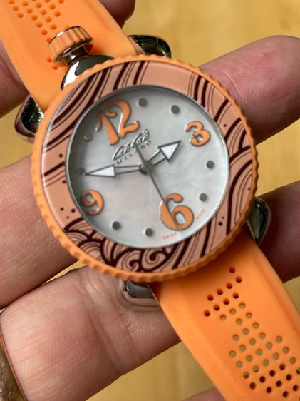GAGA Milano 702005 Quartz Analog Watch Orange 40 mm Swissmade  รูปที่ 12