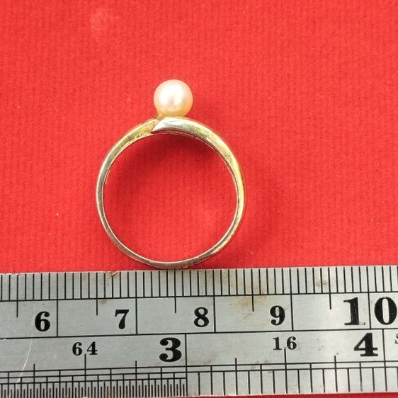 🔖แหวนเงินแท้ มุกแท้(Akoya) ตัวเรือนสีทองเคสวย  งานจากญี่ปุ่น รูปที่ 9