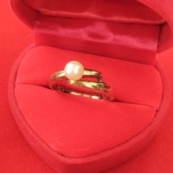 🔖แหวนเงินแท้ มุกแท้(Akoya) ตัวเรือนสีทองเคสวย  งานจากญี่ปุ่น รูปที่ 8