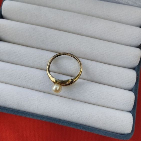 🔖แหวนเงินแท้ มุกแท้(Akoya) ตัวเรือนสีทองเคสวย  งานจากญี่ปุ่น รูปที่ 3