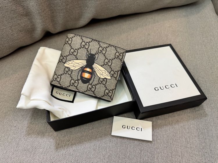ชาย อื่นๆ ผ้าใบ Gucci Wallet Bee Print ของแท้