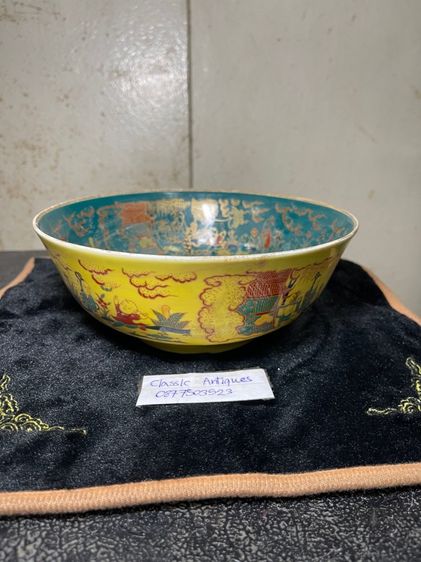 ชาม กังไสเขียนสี ลายขุนนางจีน สะสมD1 รูปที่ 17