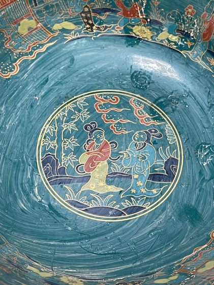 ชาม กังไสเขียนสี ลายขุนนางจีน สะสมD1 รูปที่ 11