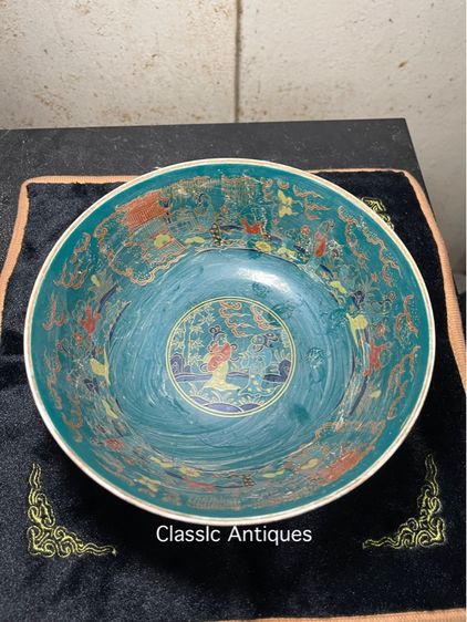 ชาม กังไสเขียนสี ลายขุนนางจีน สะสมD1 รูปที่ 10