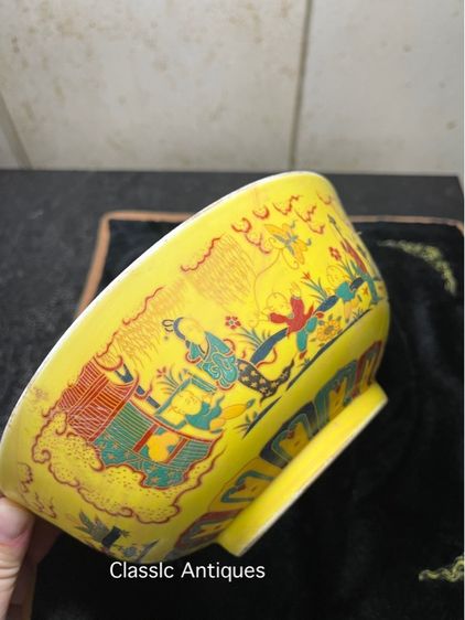 ชาม กังไสเขียนสี ลายขุนนางจีน สะสมD1 รูปที่ 4