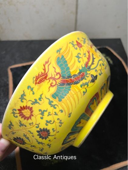 ชาม กังไสเขียนสี ลายนกฟีนิกซ์ สะสมD2