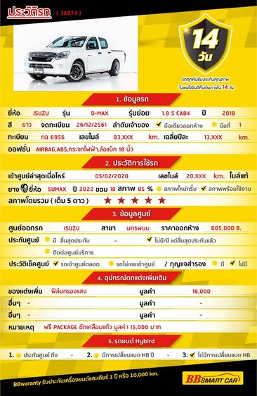 Isuzu D-MAX 2018 1.9 S Pickup ดีเซล ไม่ติดแก๊ส เกียร์ธรรมดา ขาว รูปที่ 2