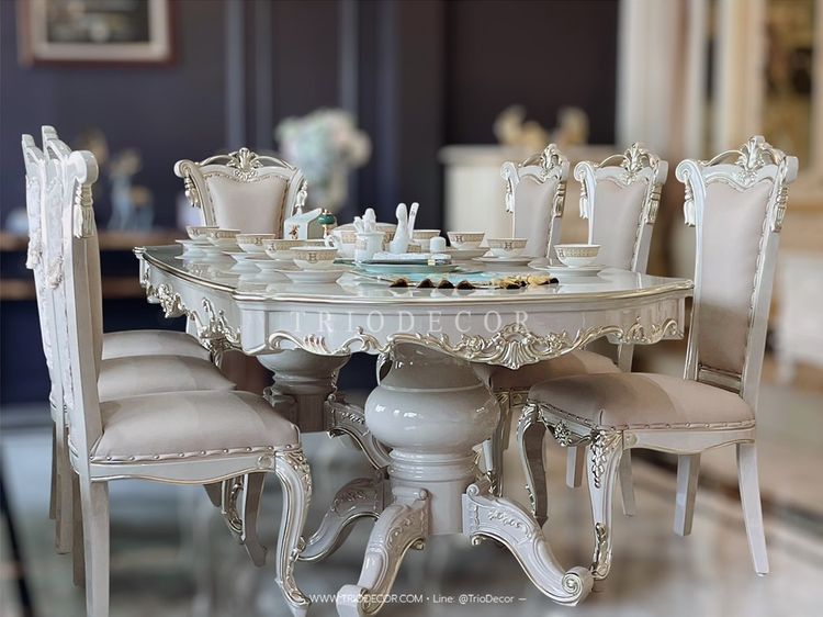 ANASTASIA ROYAL CLASSIC DINING SET ชุดโต๊ะอาหารสไตล์หลุยส์ เกรดพรีเมี่ยม 8ที่นั่ง รุ่น อะนาสตาเซีย รูปที่ 2
