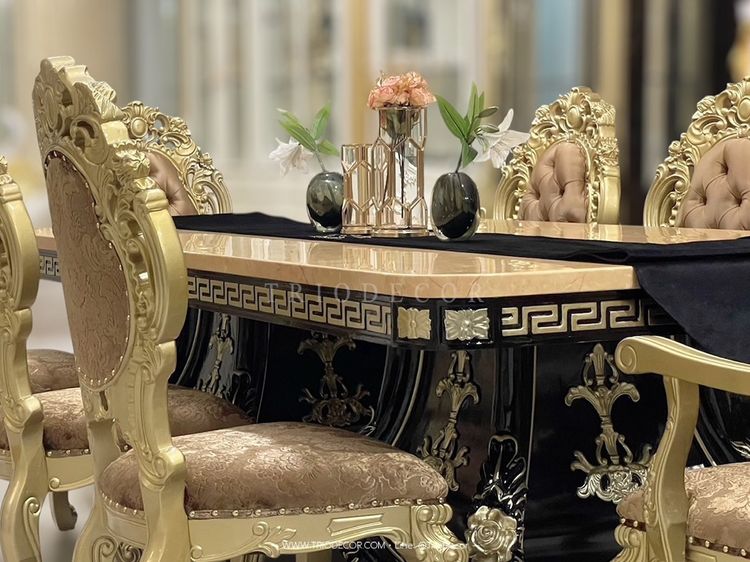 HERMES Luxury Baroque Dining Set ชุดโต๊ะอาหารสไตล์บาร็อค หลุยส์ สีทอง 8ที่นั่ง รุ่น เฮอร์มีส รูปที่ 9