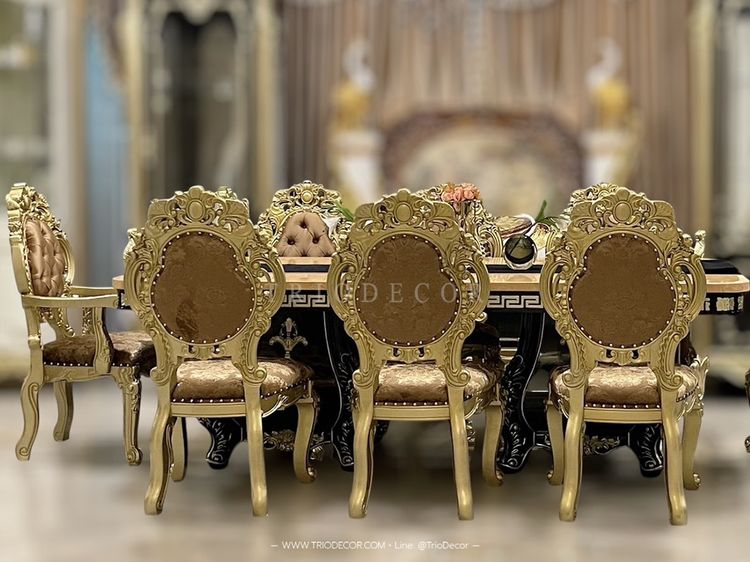 HERMES Luxury Baroque Dining Set ชุดโต๊ะอาหารสไตล์บาร็อค หลุยส์ สีทอง 8ที่นั่ง รุ่น เฮอร์มีส รูปที่ 7