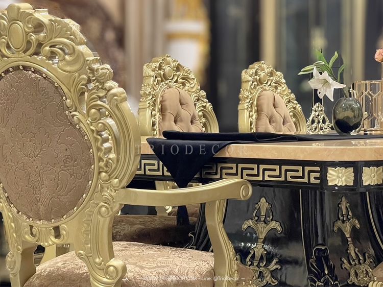 HERMES Luxury Baroque Dining Set ชุดโต๊ะอาหารสไตล์บาร็อค หลุยส์ สีทอง 8ที่นั่ง รุ่น เฮอร์มีส รูปที่ 2