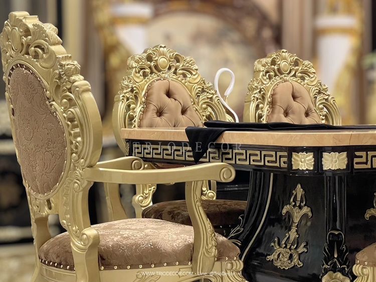 HERMES Luxury Baroque Dining Set ชุดโต๊ะอาหารสไตล์บาร็อค หลุยส์ สีทอง 8ที่นั่ง รุ่น เฮอร์มีส รูปที่ 6