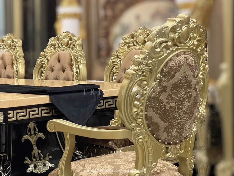 HERMES Luxury Baroque Dining Set ชุดโต๊ะอาหารสไตล์บาร็อค หลุยส์ สีทอง 8ที่นั่ง รุ่น เฮอร์มีส รูปที่ 11