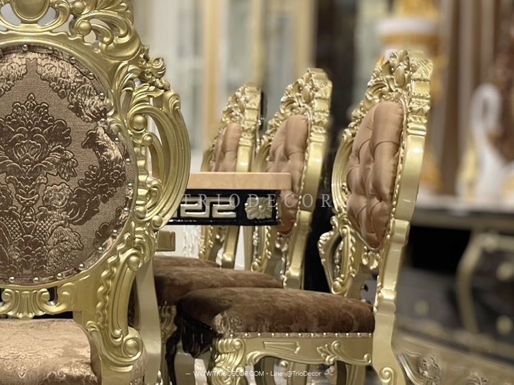 HERMES Luxury Baroque Dining Set ชุดโต๊ะอาหารสไตล์บาร็อค หลุยส์ สีทอง 8ที่นั่ง รุ่น เฮอร์มีส รูปที่ 12