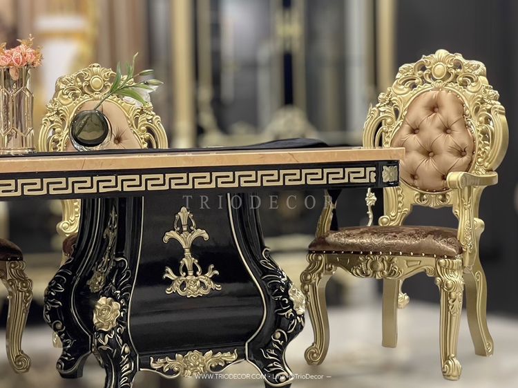 HERMES Luxury Baroque Dining Set ชุดโต๊ะอาหารสไตล์บาร็อค หลุยส์ สีทอง 8ที่นั่ง รุ่น เฮอร์มีส รูปที่ 4