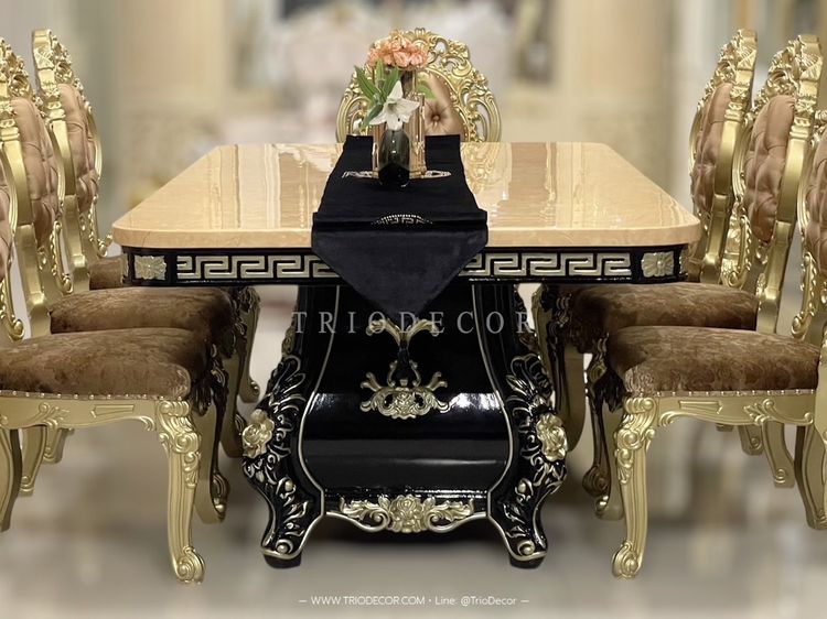 HERMES Luxury Baroque Dining Set ชุดโต๊ะอาหารสไตล์บาร็อค หลุยส์ สีทอง 8ที่นั่ง รุ่น เฮอร์มีส รูปที่ 13
