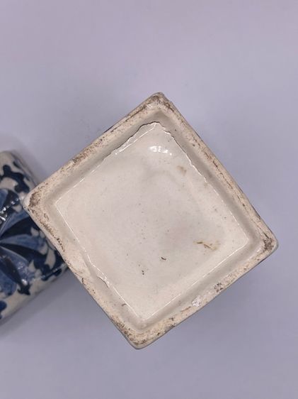 กระบอก กังไสลายคราม ลายดอกโบตั๋น เก่าโบราณสะสม รูปที่ 15