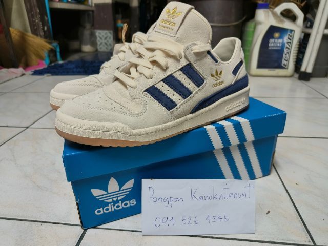 Adidas Forum low CL 10us สีครีม Darkblue