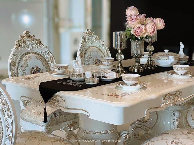MARIANGEL-I DINING SET ชุดโต๊ะอาหารสไตล์หลุยส์ 8ที่นั่ง PEARLESCENT WHITE SERIES รุ่น  มาเรียนเกล-1 รูปที่ 11