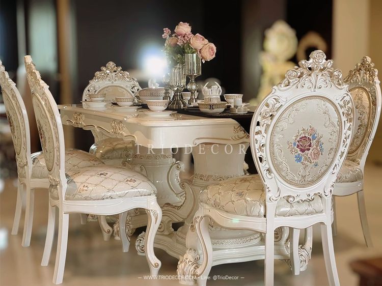 MARIANGEL-I DINING SET ชุดโต๊ะอาหารสไตล์หลุยส์ 8ที่นั่ง PEARLESCENT WHITE SERIES รุ่น  มาเรียนเกล-1 รูปที่ 10