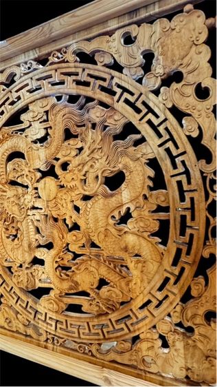 แผ่นไม้หอมไม้การบูร  Cinnamomum Camphora ไม้จางมู่แกะลาย มังกร คู่  รูปที่ 4