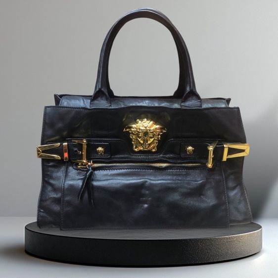 กระเป๋าโท้ตหนังสีดำ Donna Palazzo จาก Versace แท้100💯 