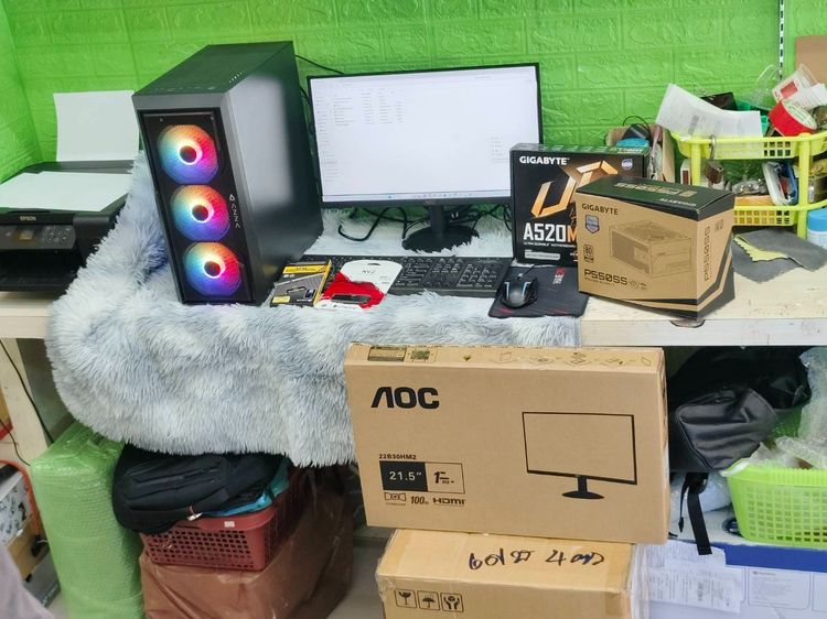 ชุดคอมพิวเตอร์พร้อมจออุปกรณ์ครบ CPU RYZEN5 RAM16 SSD 256GB พร้อมจอ 24" กล่องประกันครบชุด