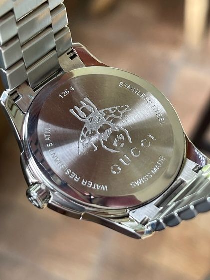 GUCCI G Timeless 38 mm Quartz Steel Men’s Watch YA1264028 Silver Dial  รูปที่ 14