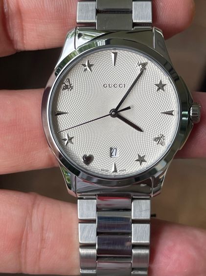 GUCCI G Timeless 38 mm Quartz Steel Men’s Watch YA1264028 Silver Dial  รูปที่ 9