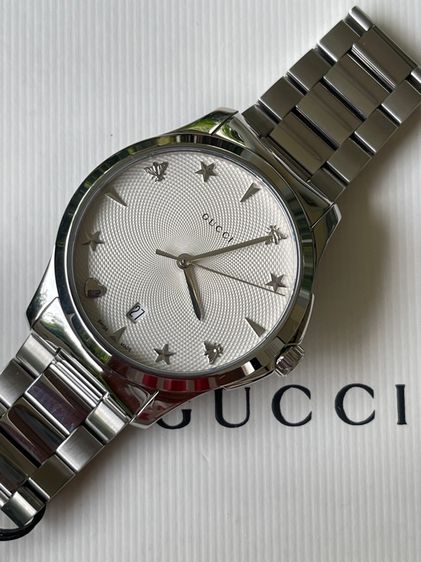 GUCCI G Timeless 38 mm Quartz Steel Men’s Watch YA1264028 Silver Dial  รูปที่ 8