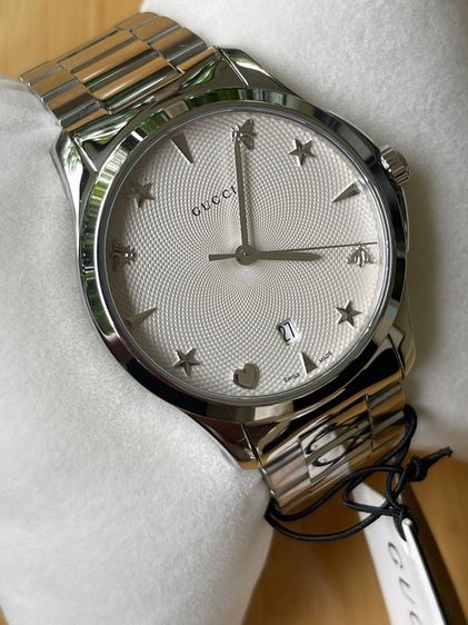 GUCCI G Timeless 38 mm Quartz Steel Men’s Watch YA1264028 Silver Dial  รูปที่ 5