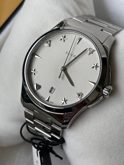 GUCCI G Timeless 38 mm Quartz Steel Men’s Watch YA1264028 Silver Dial  รูปที่ 4