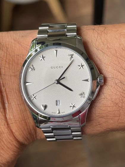 GUCCI G Timeless 38 mm Quartz Steel Men’s Watch YA1264028 Silver Dial  รูปที่ 15